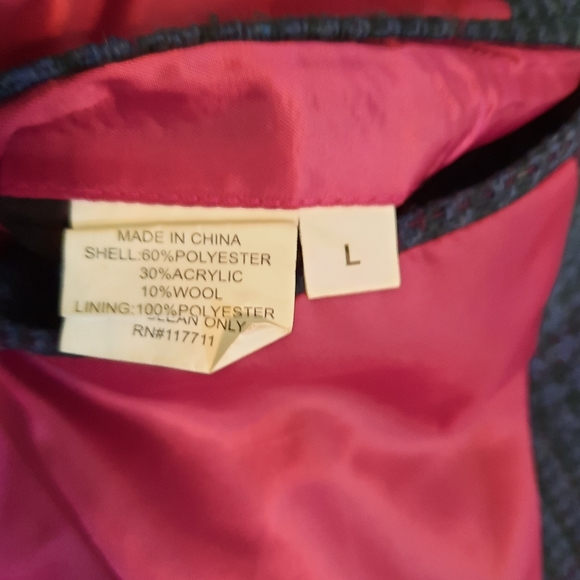 Alan flustered plaid wool blend coat jacket sz large - Picture 6 of 7